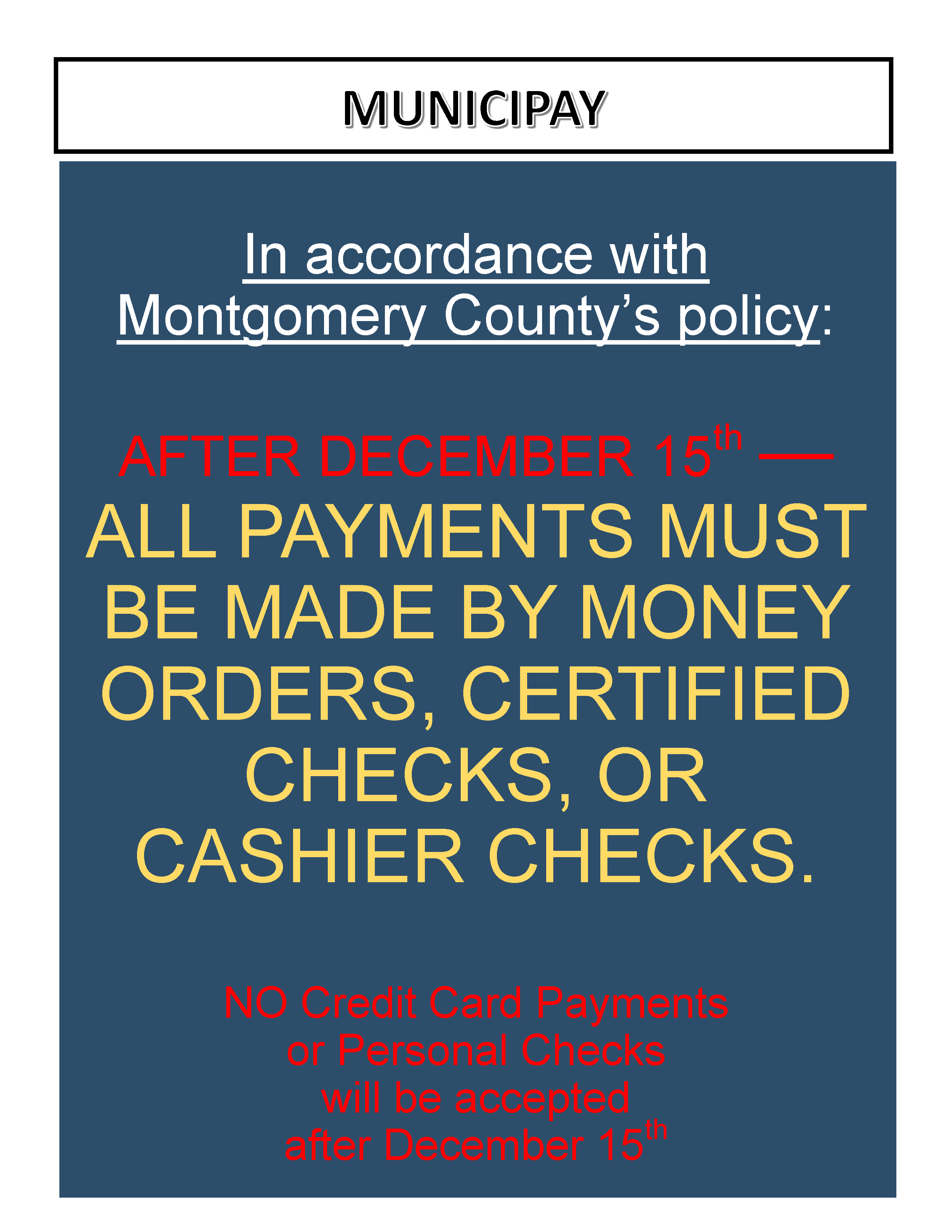 Municipay - Link not Currently Activiated at Year End