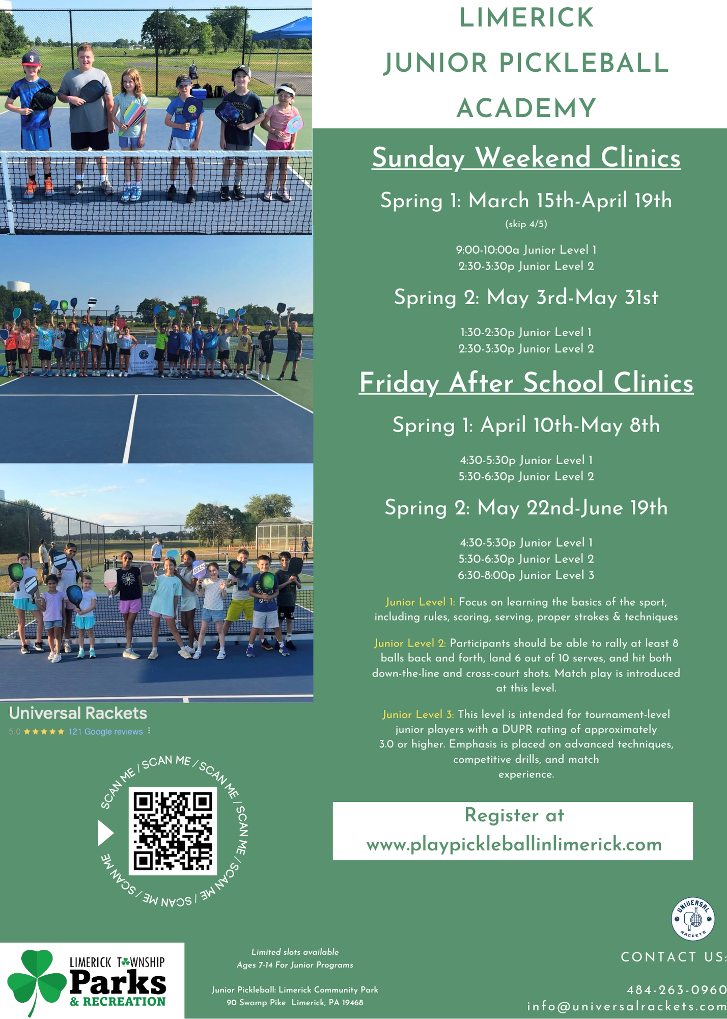 Limerick 2026 Spring JUNIOR Pickleball Flyer