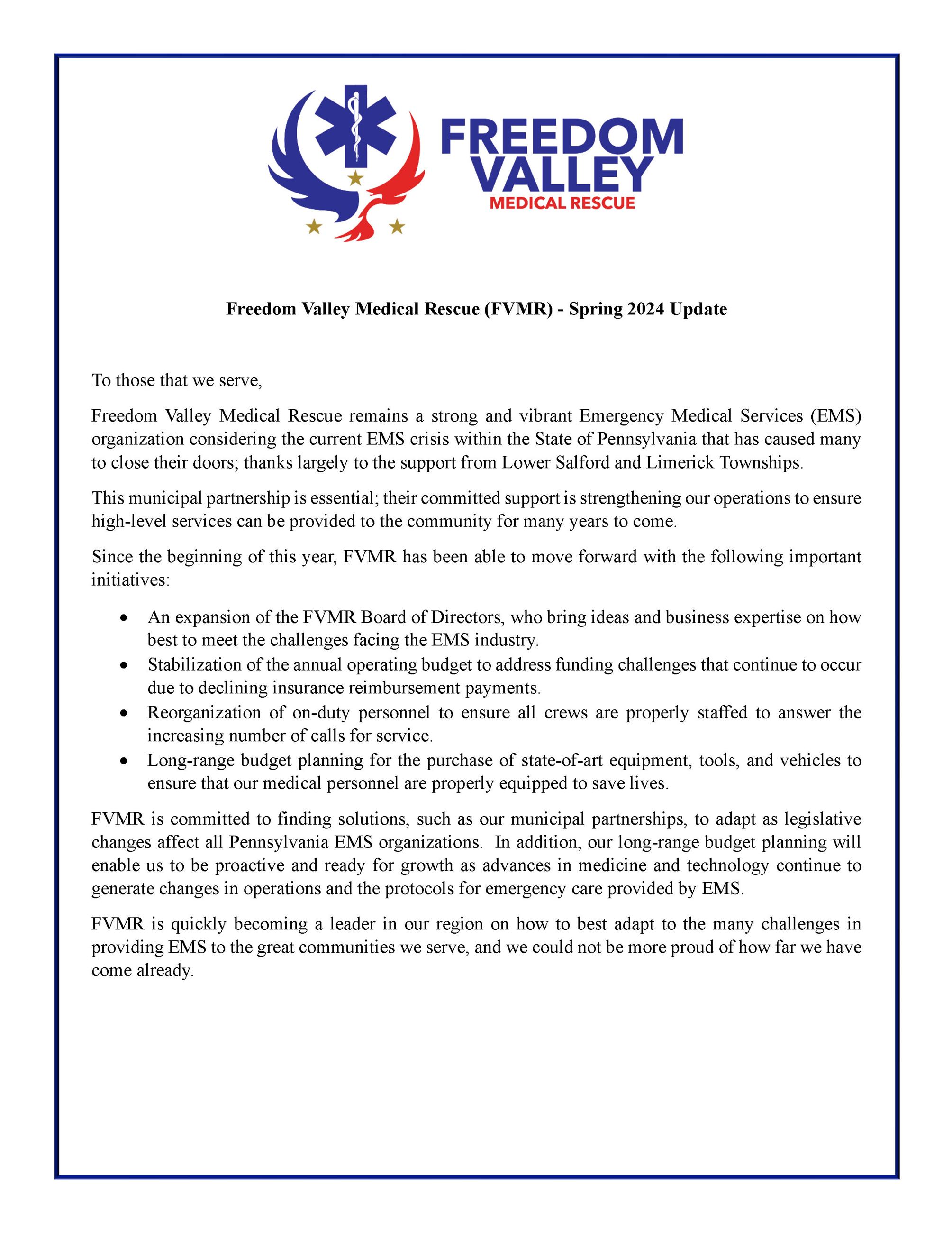 Spring update letter