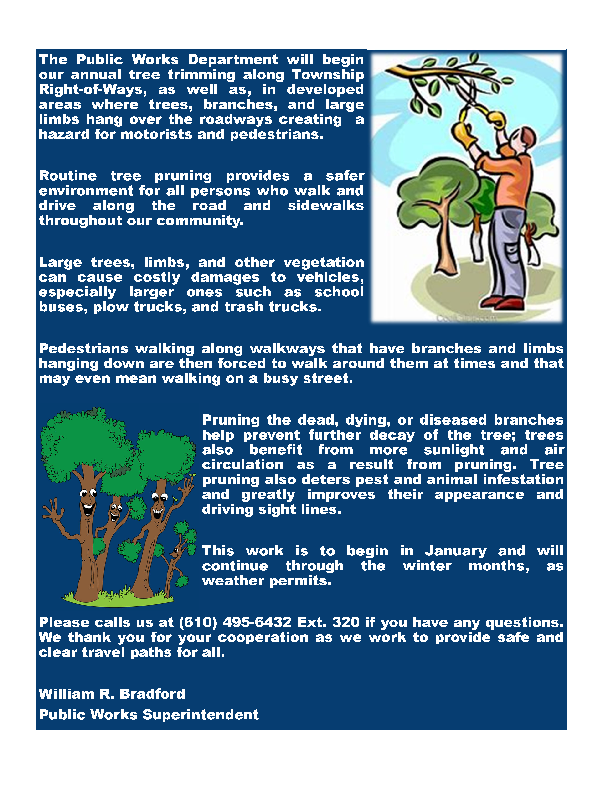 Tree Trimming - Annual Notice  - starting in January